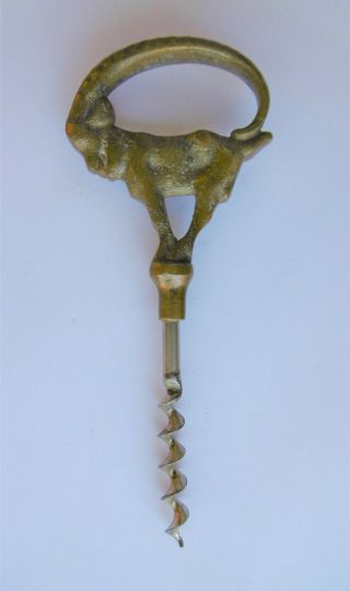 Rare Antique Art Deco Danish Bronze Corkscrew - Made Ca 1925.  The Capricorn