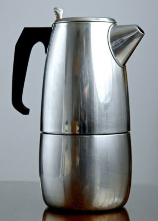 Vintage Alpu Italy 20 Oz Inox Espresso Stovetop Coffee Pot Maker Bayonet Closure