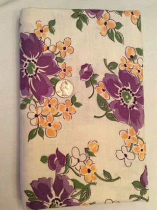 Vintage Feedsack Purple White Floral Feed Sack Quilt Sewing Fabric 3
