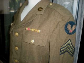 Us Army Air Corps,  Ww2,  C.  B.  I.  /air Force Bullion Patched Uniform Jacket,  Sz37r
