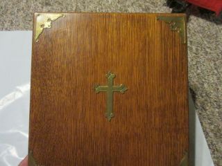 Vintage Catholic Religious Last Rites Sick Call Oak Box