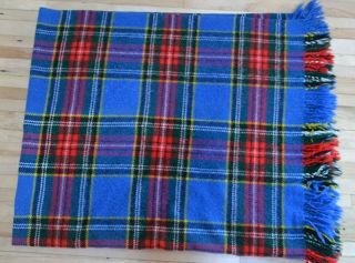 Vtg Burns Country Scottish Wool Blue Macbeth Tartan Blanket/throw - 56 " X65 "