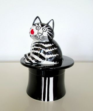Vintage B.  Kliban Cat In Hat Trinket Box Cookie Jar Sigma Tastesetter Ceramic