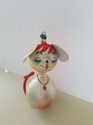 Vintage De Carlini Mouse Hand Blown Glass Christmas Ornament Italy