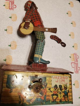 Jazzbo Jim Toy Tin Litho Black Americana Rare Item