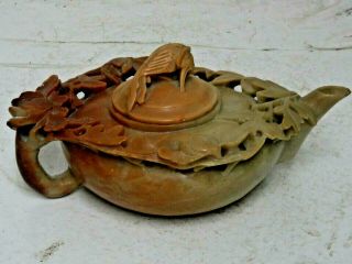 Old Chinese Carved Stone Teapot - Very Rare - L@@k