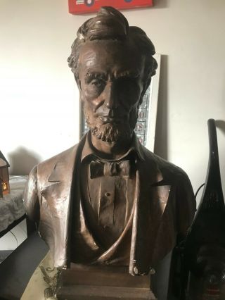 Rare,  Large Vintage Abraham Lincoln Statue Bust Plaster