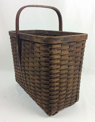 Unusual Form 19th Century Antique Primitive Woven Basket Aafa
