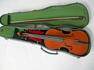 Vintage 4/4 Violin With Case And Bow