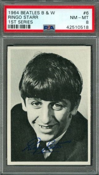 1964 Topps Beatles Black & White 6 Ringo Starr Psa 8 (nearmint -)