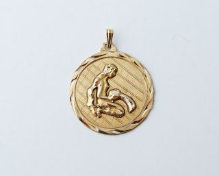 Vintage 14k Gold Zodiac Aquarius Pendant … Horoscope January February 3 Gr