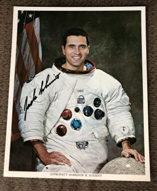8x10 Signed Photo Of Apollo Xvii Astronaut Harrison “jack Schmitt
