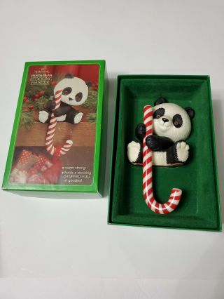 Vintage Hallmark Christmas Stocking Hanger Holder Panda Bear Box
