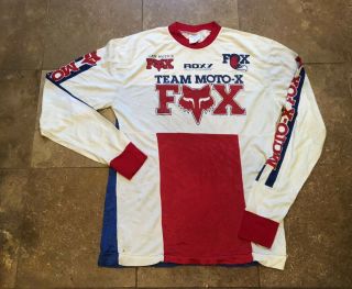 Vintage 70/80s Team Moto - X Fox Racing Motocross Jersey Dirt Bike Men/adult L