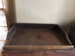 Rare Early Antique Table Top Wash Dry Sink Tin & Wood Patina Handmade Aadmfa