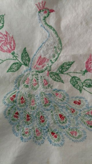 Vtg Embroidered Peacock & Roses Mixer Cover Kitchen Appliance 2
