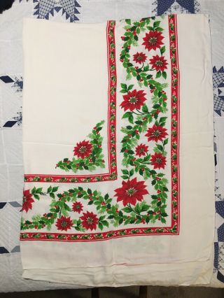 Vintage Christmas Tablecloth 58 X 78