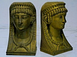 Wonderful Old Egyptian Revival Gilt Bronze Heads - Very Rare - L@@k