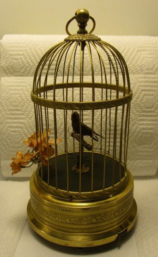 Vintage German Karl Griesbaum Automaton Singing Bird Birdcage Music Box
