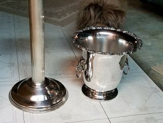 Poole Silver Co.  Vintage Silver Plated Champagne/ice Bucket And Stand Euc