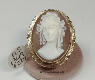 14k Solid Gold Ring Shell Cameo With Frame 29.  60 X 24.  40mm Size 6.  75 From Italy