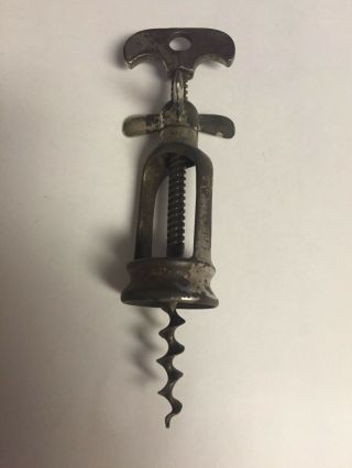 Early French Corkscrew With Cage And Triple - Handled Screw Nut Wn36