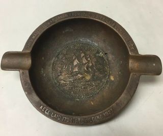 Vintage 1927 Us Frigate Constitution Ship " Old Ironside " Salvaged Copper Ashtray