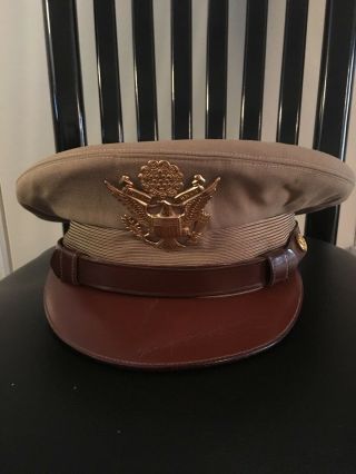 Ww2 Us Army Officers Khaki Crusher Hat Size 7