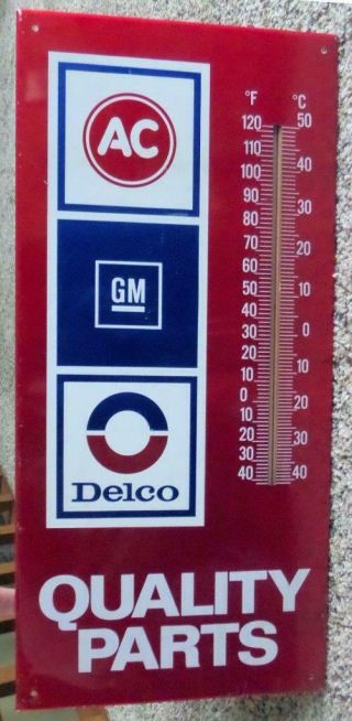 Gm Ac Delco Quality Parts Thermometer Metal Sign 9x19 Inches