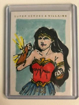 Czx Heroes & Villains Wonder Woman Sketch Card By Pedro Karps 1/1