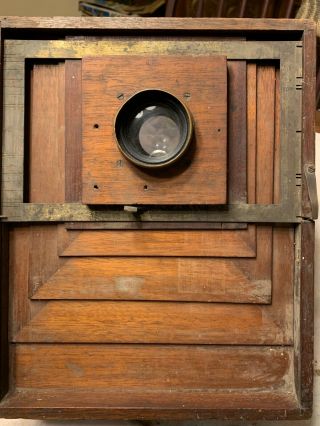 Antique Vintage Wooden Box Camera & Plates - Early 1900’s