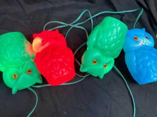 Vintage Retro 7 Blow Mold Owls Patio RV Party Lights String NOMA Style 3