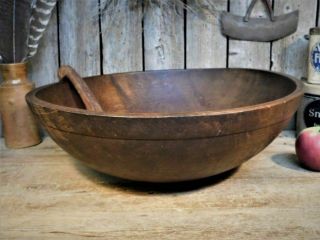 Aafa Best Early Antique Primitive Large Wood Dough Bowl A,