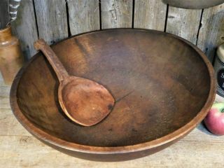 AAFA BEST Early Antique Primitive Large Wood Dough Bowl A, 3