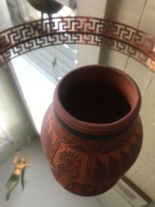 Vintage Navajo Native American Etched Pottery By Gerald Pinto Indian Terracotta