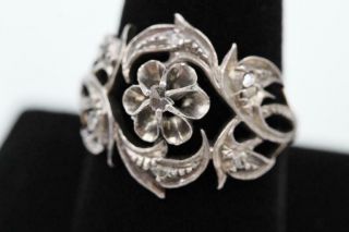 Antique Georgian 9ct Gold & Silver Rose Cut Diamond Filigree Size 10.  75 Ring