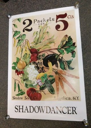 Vntg Edna Young Shadow Dancer Vegetable Seed Packet Poster,  Angelica York