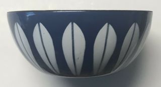 Cathrineholm Norway White Lotus On Blue Enamelware Bowl 4 " Vintage Mid Century