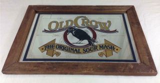 Vintage Old Crow Kentucky Bourbon Whiskey Advertising Framed Picture Sign Mirror