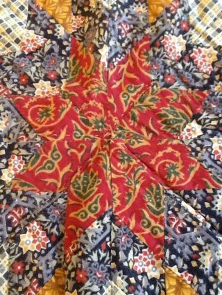 Hand Stitched Vintage Star Pattern Quilt Bed Cover,  85 X 83 "