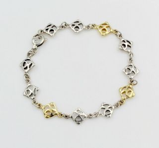 David Yurman Sterling Silver & 18k Gold Dy Logo Link Bracelet Size 7 945b - 3