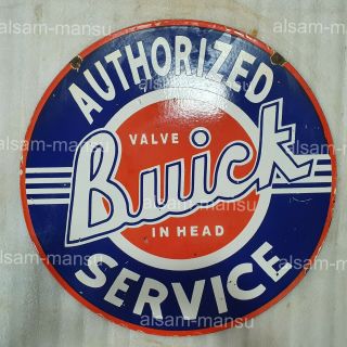 Buick Service 2 Sided 24 Inches Round Vintage Enamel Sign