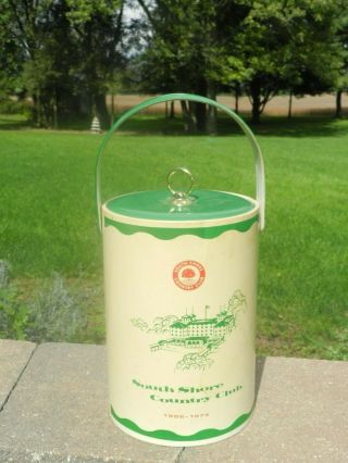 Vintage 70s Retro Ice Bucket Advertising South Shore Country Club Chicago