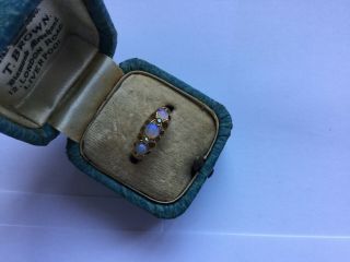 Antique 18ct Gold Opal & Diamond Ring Boxed
