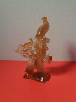 Vintage Hand Carved Brown Jade 2 Birds In A Tree Sculpture (6 By 3 By 3 ")