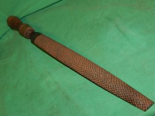 12 " Parkin File Co.  Antique 1/2 Round & Flat File Rasp Heavy Wooden Handle Tool