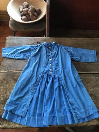 Old Antique Corn Flower Blue Handmade Little Girl’s Dress & Smock Textile Aafa