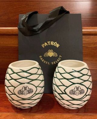 Patron Tequila Tiki Mug Agave Cups 100 Authentic Two Cups & Bag