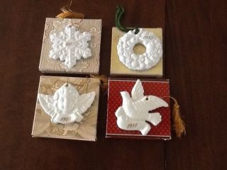 Avon Christmas Remembrance Ceramic Ornaments Set Of 4