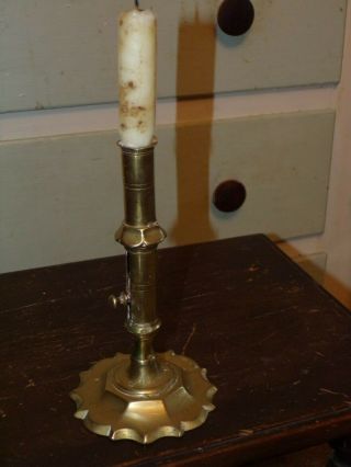 A Petal Based Brass Queen Ann Candlestick,  Great Shape